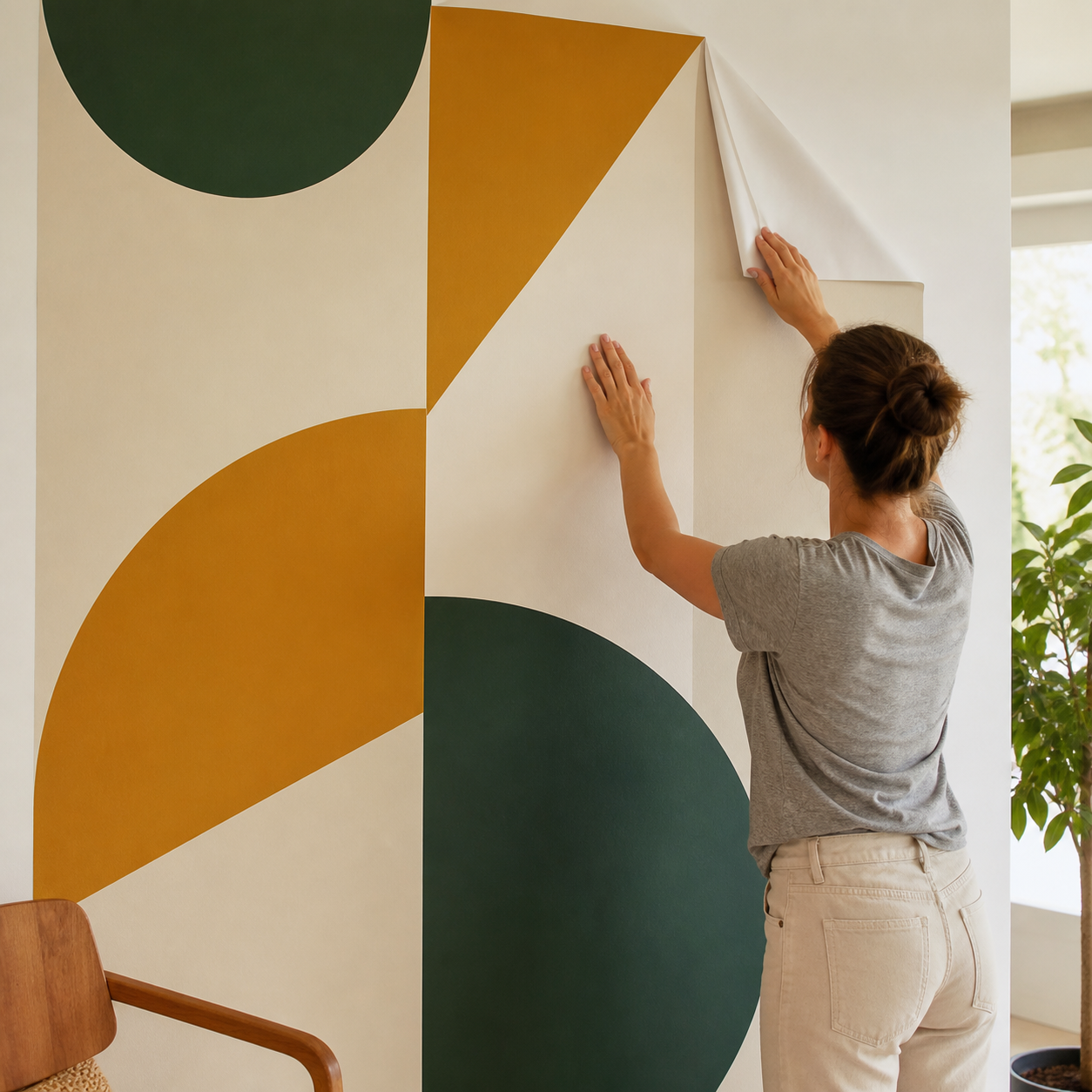 Generic wall-sticker installation with a tasteful printed design